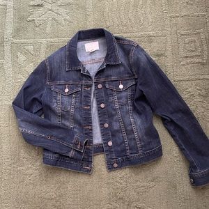 Cropped jean jacket with a little bit of stretch. Purchased at Nordstrom.